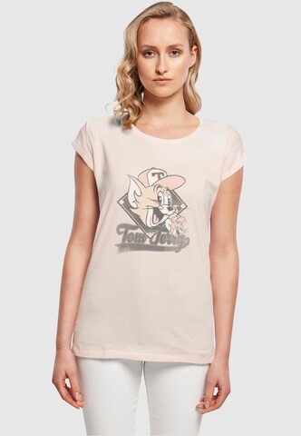 T-shirt 'Tom And Jerry - Baseball Caps' ABSOLUTE CULT en rose : devant