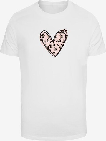 Merchcode Shirt 'Valentines Day - Leopard Heart' in Wit: voorkant