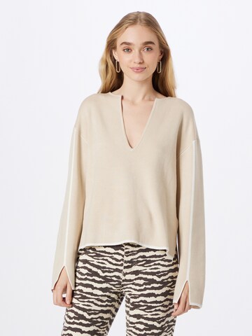 Pull-over NA-KD en beige : devant