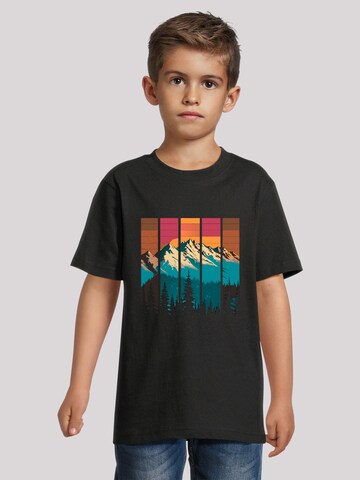 T-Shirt 'Berg Sonnenuntergang Retro' F4NT4STIC en noir : devant