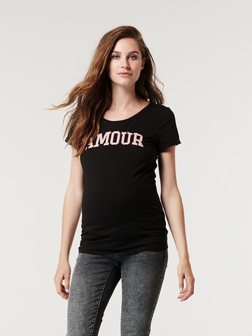 Tricou 'Amour' de la Supermom pe negru: față