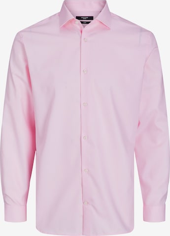 JACK & JONES Слим Деловая рубашка 'Parker' в Ярко-розовый: спереди