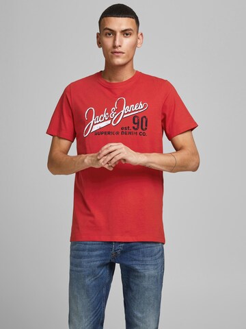 sarkans JACK & JONES T-Krekls 'Essential': no priekšpuses