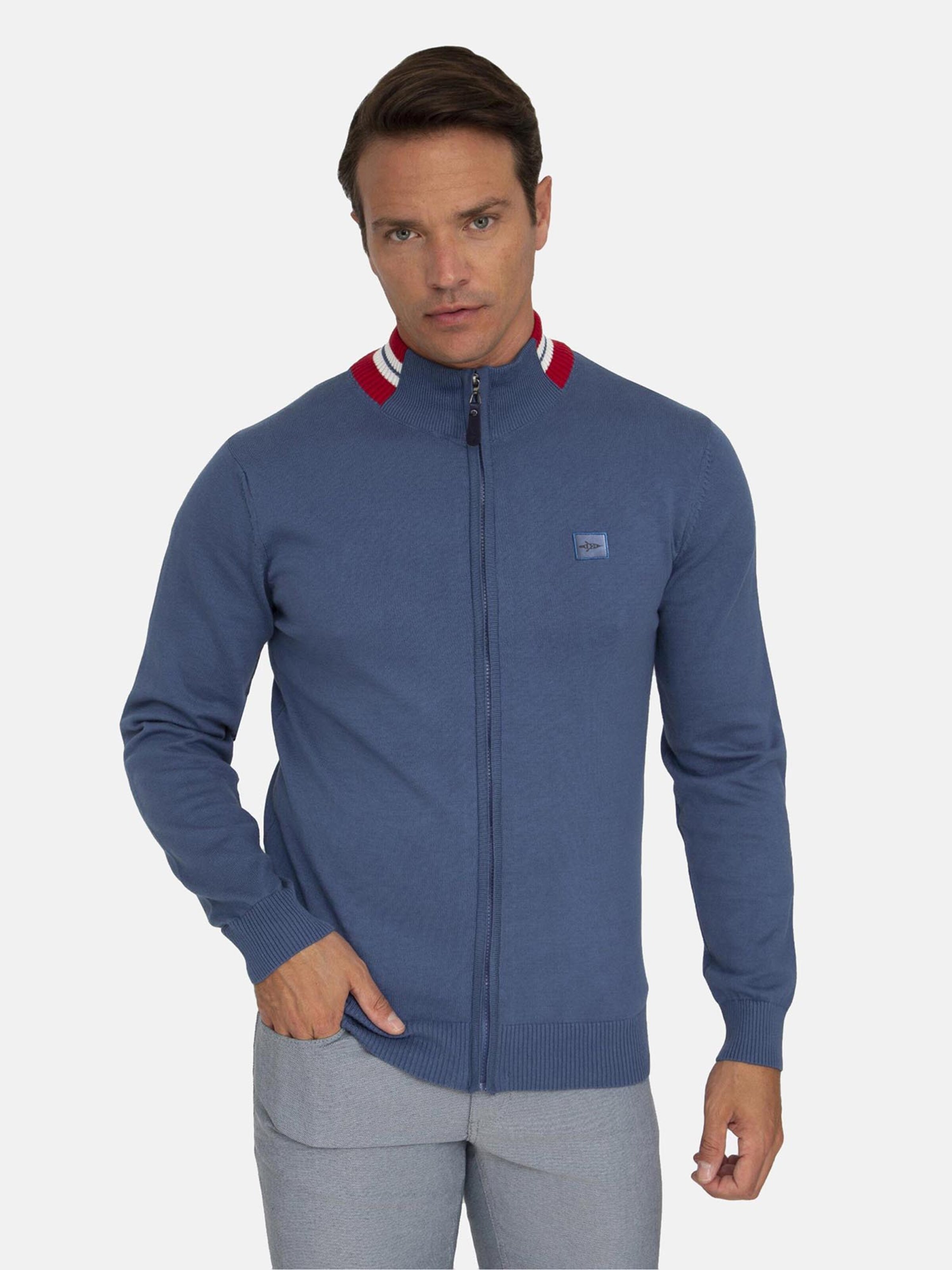 Jacey Quinn Плетена жилетка в синьо: отпред