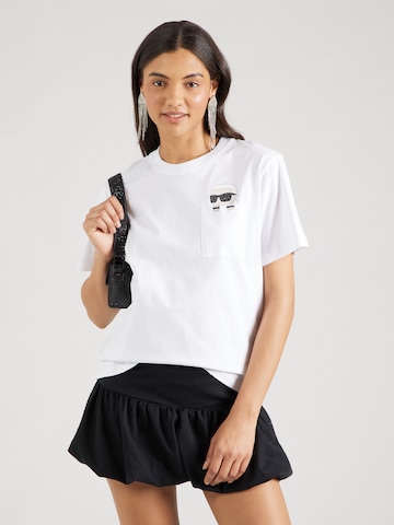 Karl Lagerfeld T-Shirt 'IKON PEAK-A-BOO' in Weiß: Vorderseite