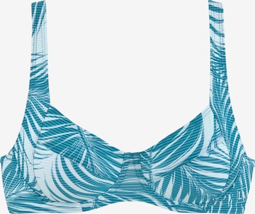 LASCANA ACTIVE Minimiser Athletic Bikini Top in Blue: front