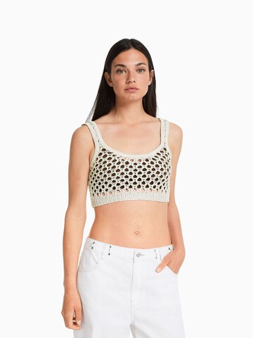 Bershka Gebreide top in Beige: voorkant