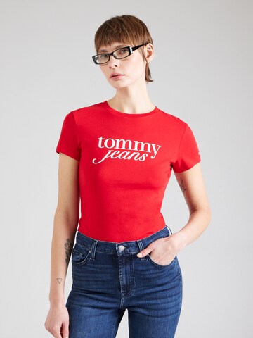 Tommy Jeans Μπλουζάκι 'ESSENTIAL' σε κόκκινο: μπροστά