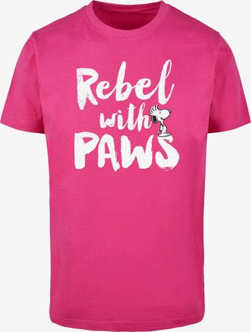 Merchcode Shirt 'Peanuts - Rebel with paws' in Pink: front
