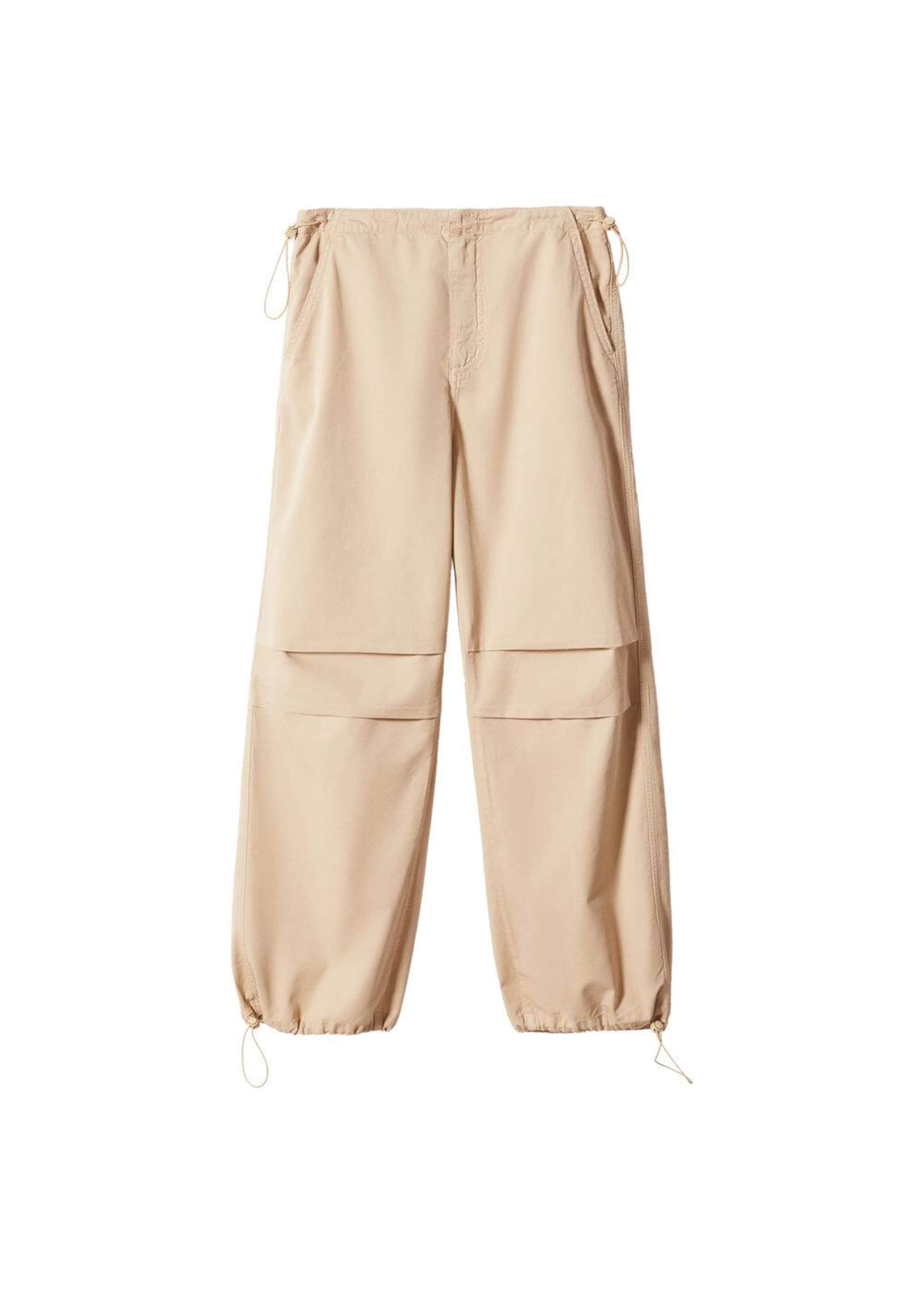 MANGO Loose fit Trousers 'Parachut' in Beige: front