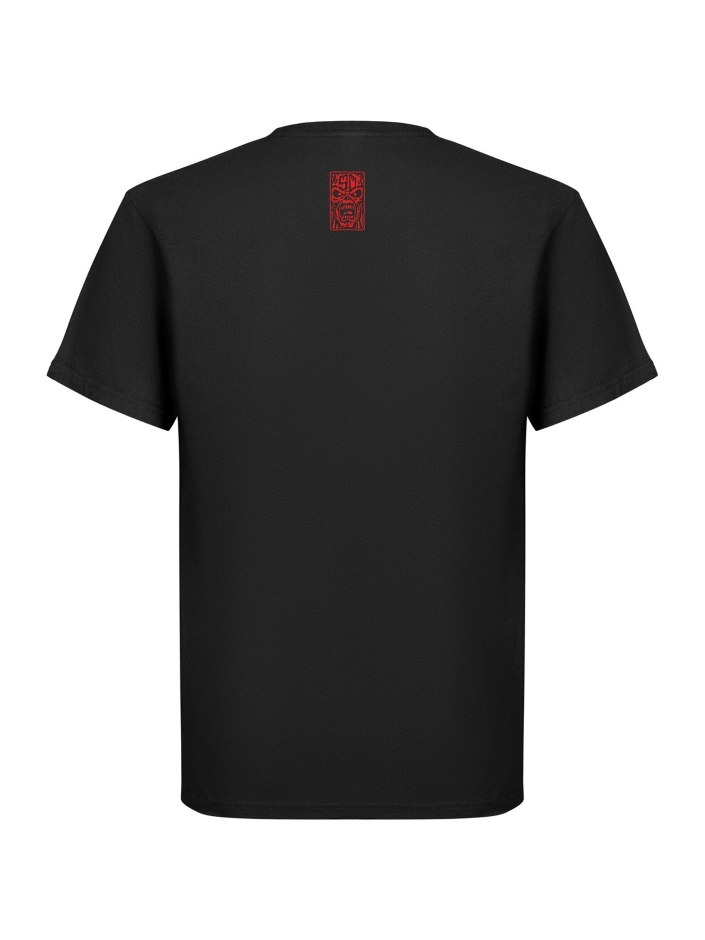 Maglietta 'Iron Maiden Axe Eddie Red White Circle Back and Front T-Shirt' di Iron Maiden in nero