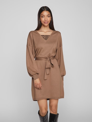 VILA Knitted dress 'Tracy' in Brown: front