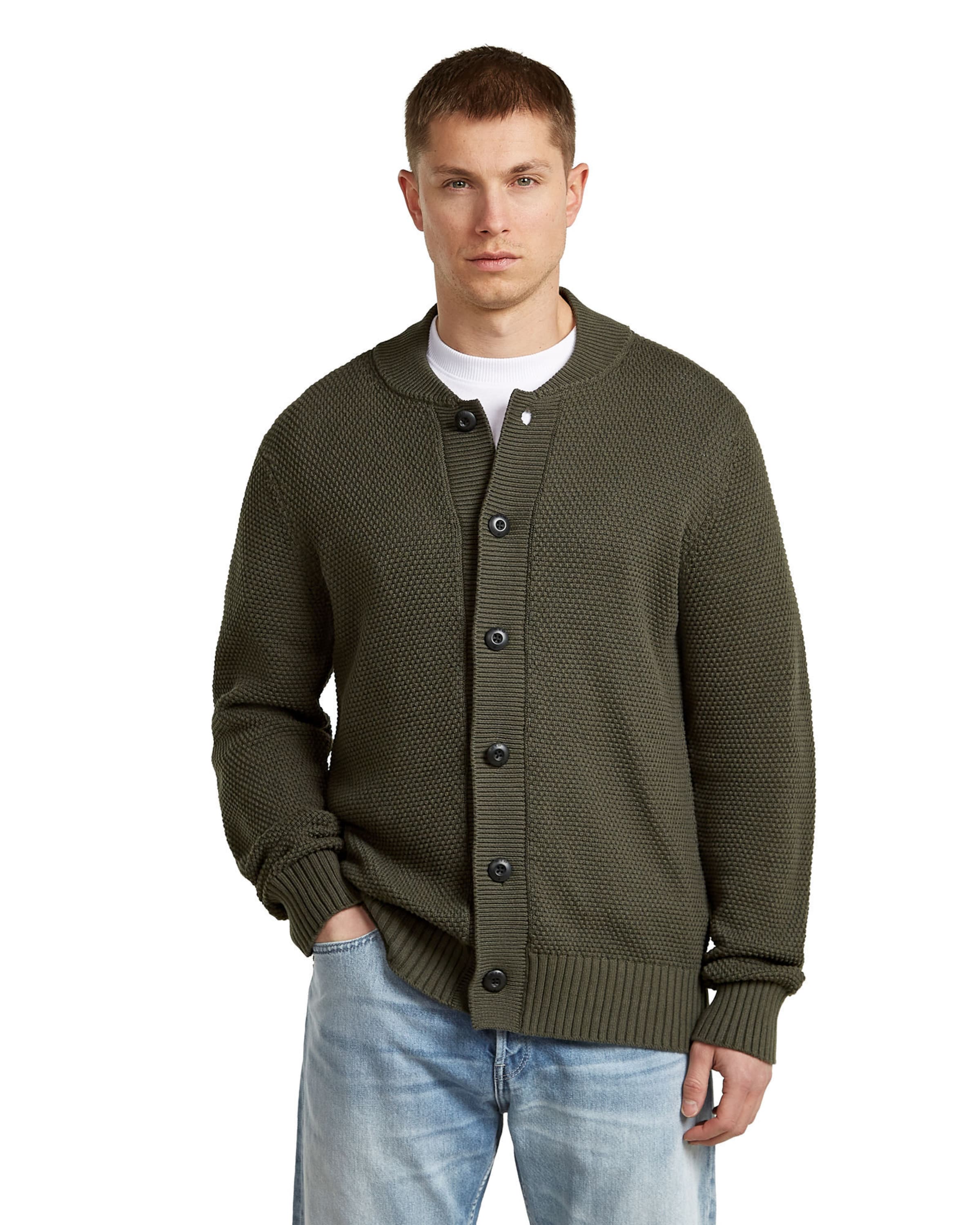 G-STAR Gebreid vest 'Honey' in Grijs: voorkant