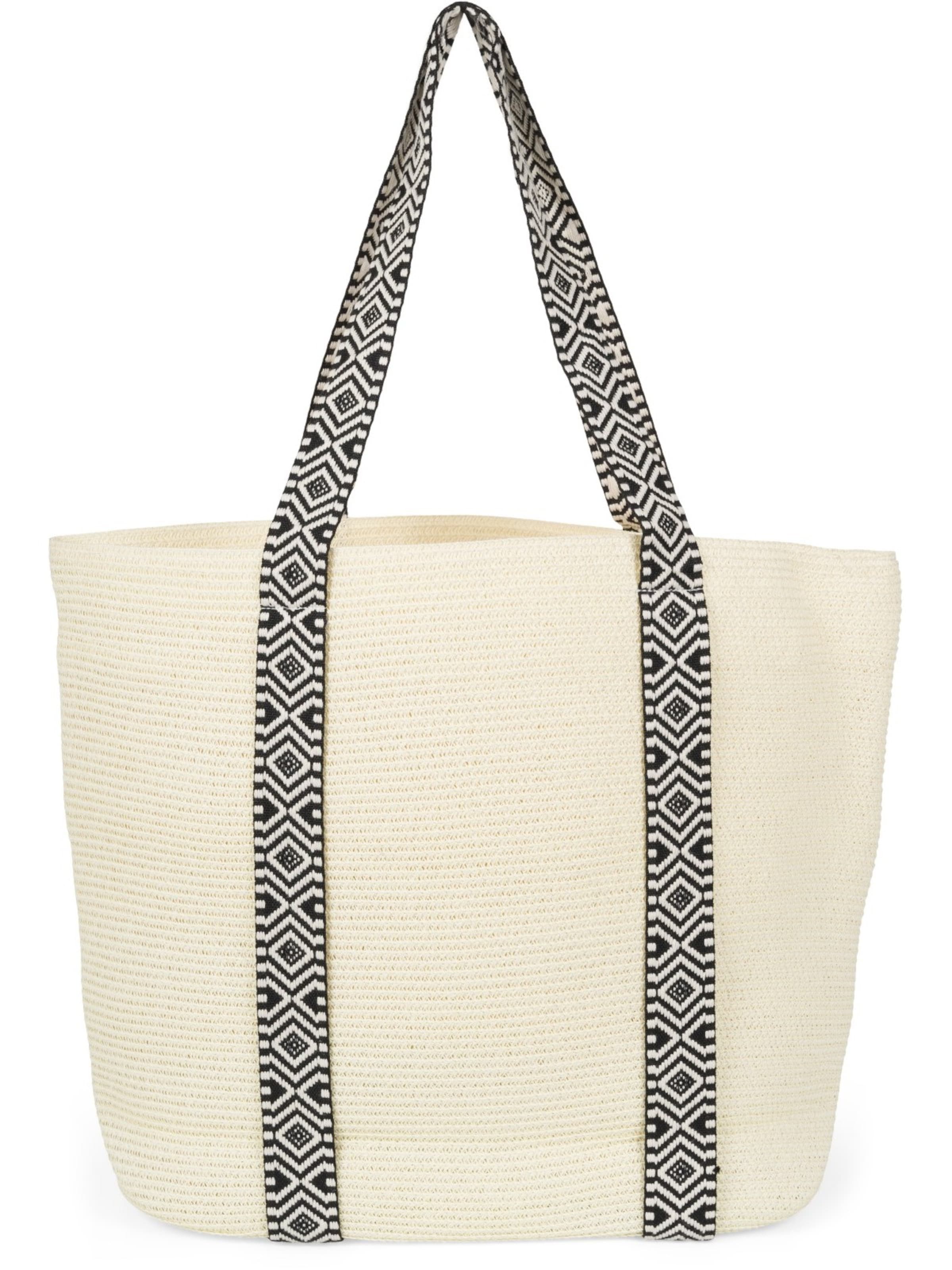 styleBREAKER Beach bag 'Papierstroh Strandtasche Azteken Muster' in Cream, Item view
