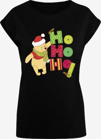 ABSOLUTE CULT Shirt 'Winnie The Pooh - Ho Ho Ho' in Zwart: voorkant