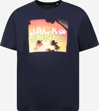 Jack & Jones Plus T-Shirt en bleu foncé / jaune / saumon / blanc, Vue avec produit