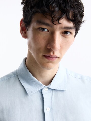 Pull&Bear Comfort fit Button Up Shirt in Blue