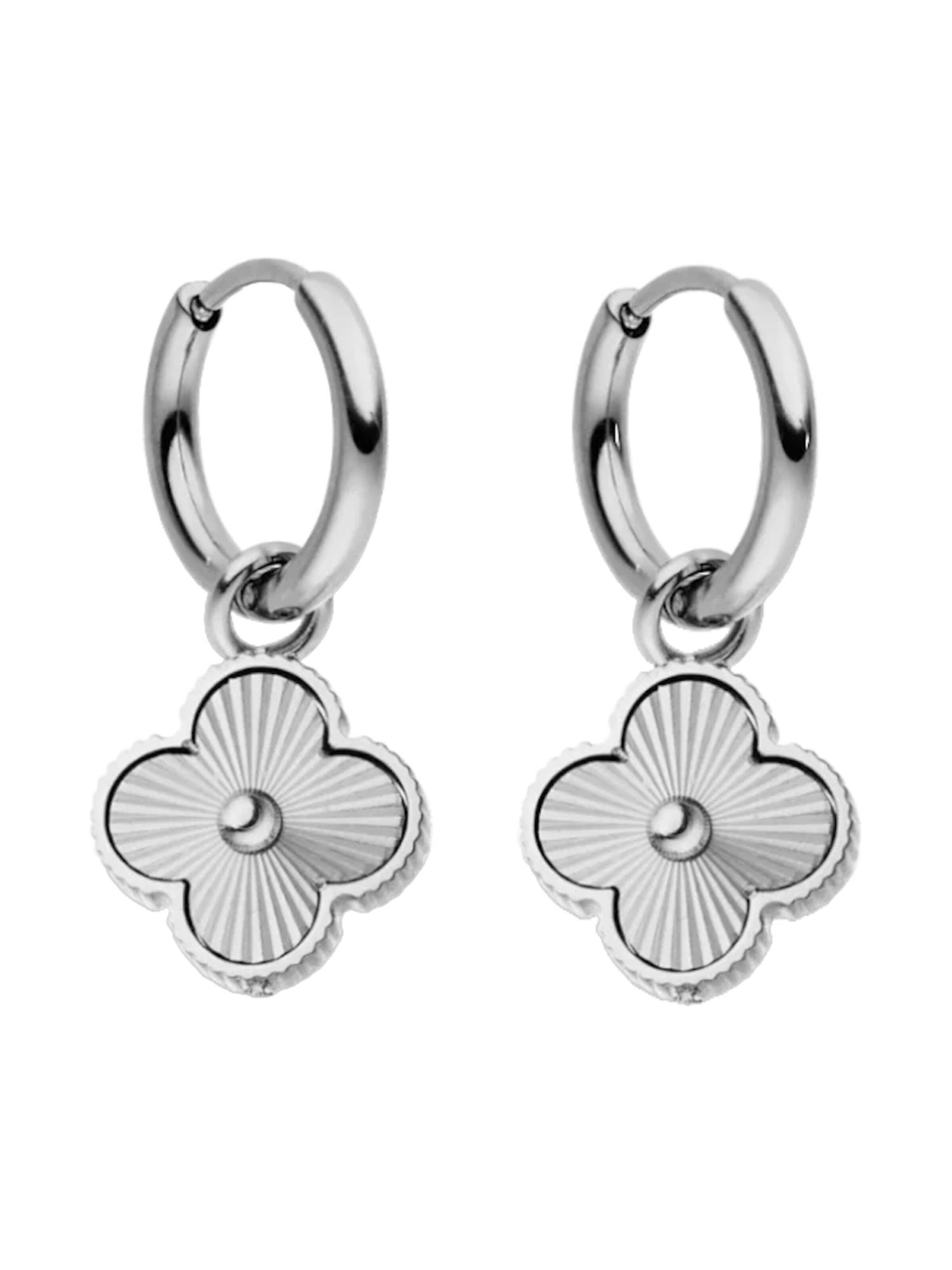 Boucles d'oreilles 'ELEGANT CLOVER' Cala Rose en argent : devant