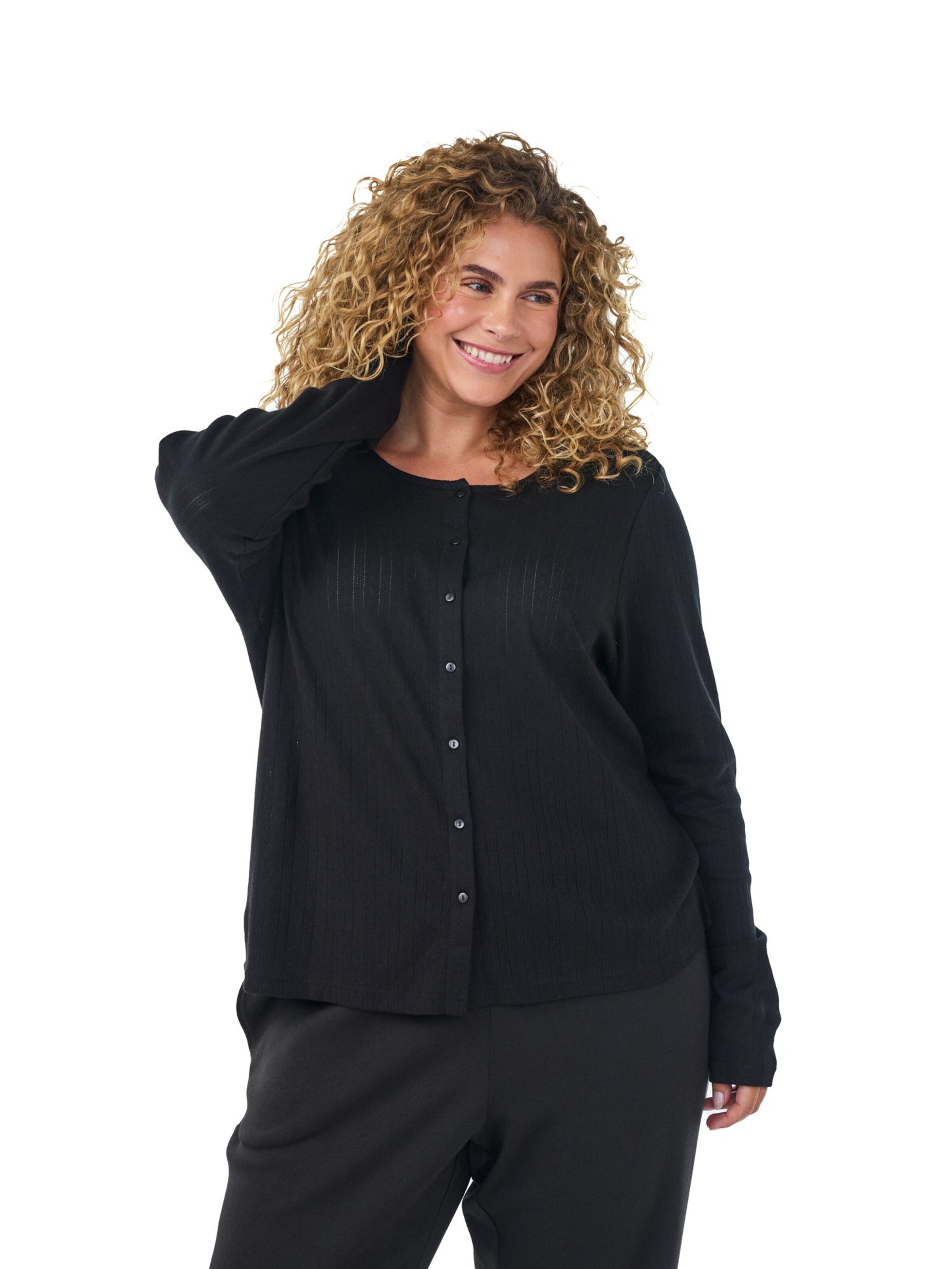 Zizzi Cardigan 'POINTY' i sort
