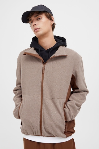 North Bend Fleece Jacket 'Helgo' in Brown: front