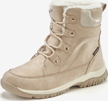 LASCANA Lace-Up Ankle Boots in Beige: front