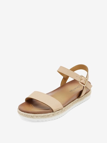 Dream Pairs Sandals 'Damen-Espadrille-Sandalen mit Knöchelriemen und Plateauabsatz' in Beige: front