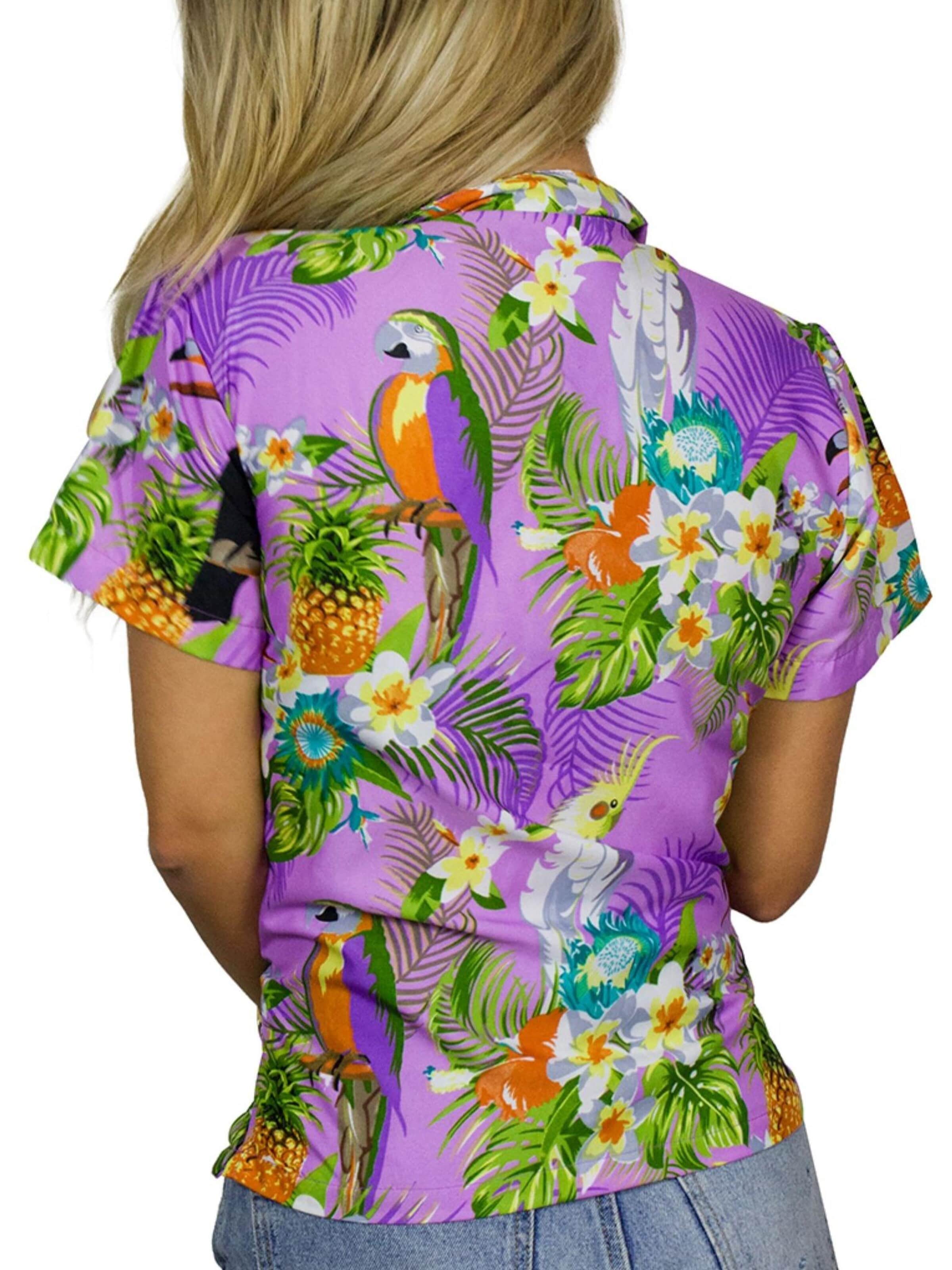 Camicia da donna 'Parrot Cockatoo' di King Kameha in lilla