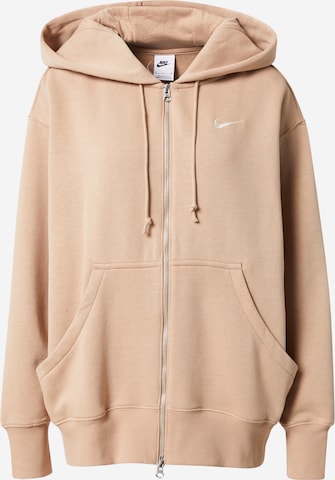 Nike Sportswear Zip-Up Hoodie in Beige: front