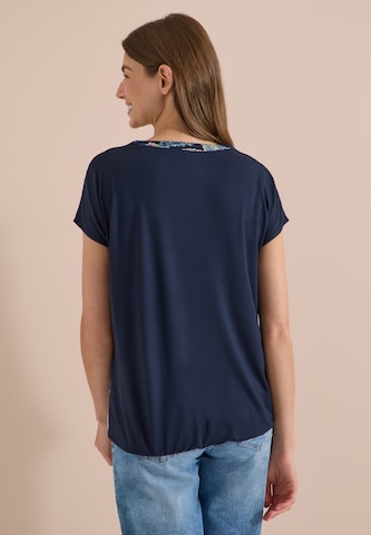 CECIL Bluse mit Split Neck und Strukturmix in Blau
