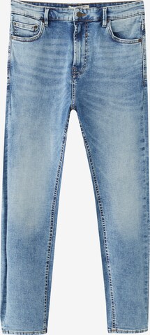 Tapered Jeans de la Pull&Bear pe albastru: față