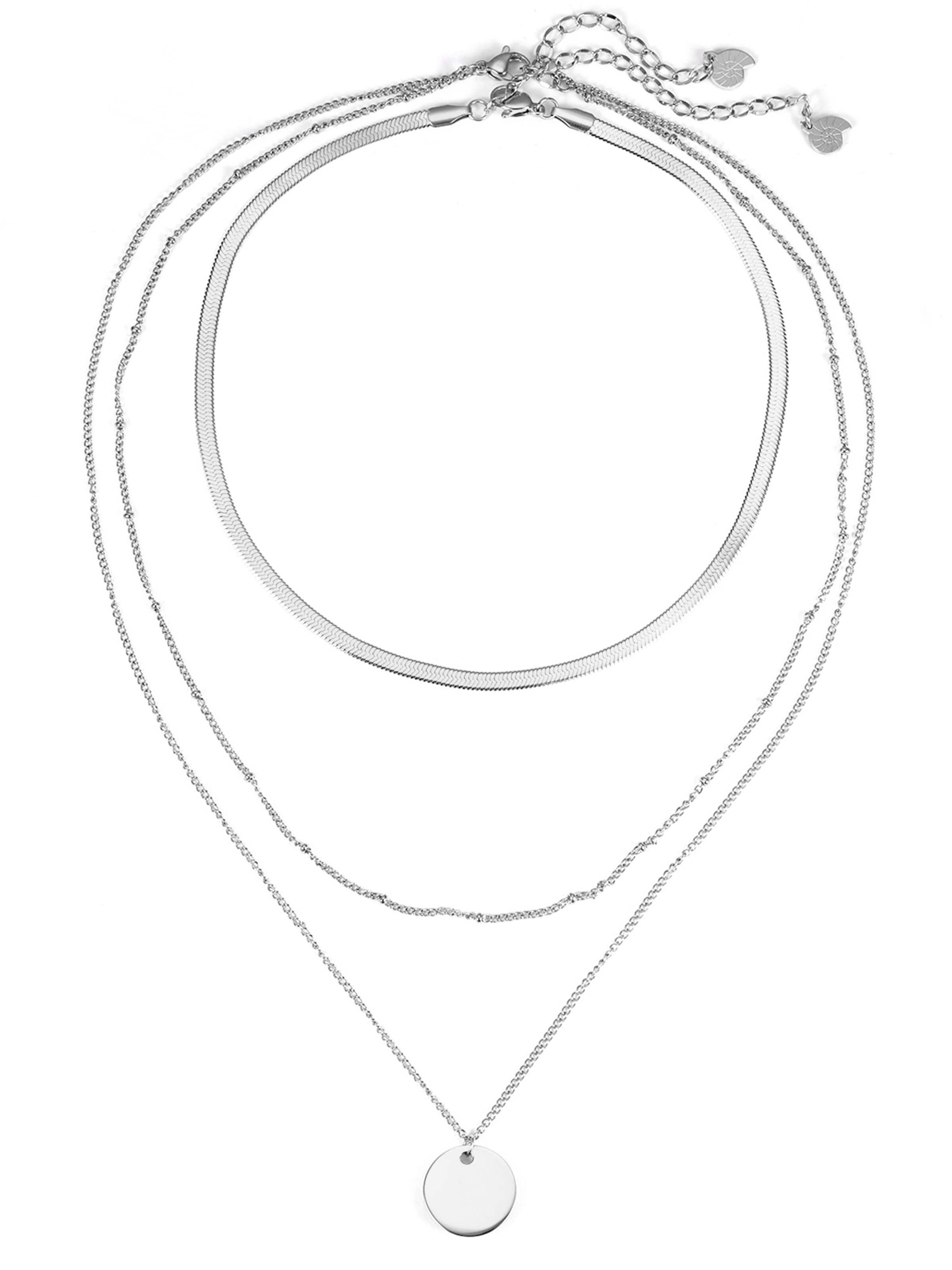 Hey Happiness Necklace 'Triplé' in Silver: front