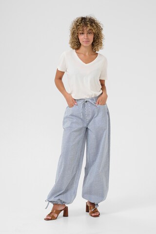 Cream Tapered Trousers 'Berta' in Blue