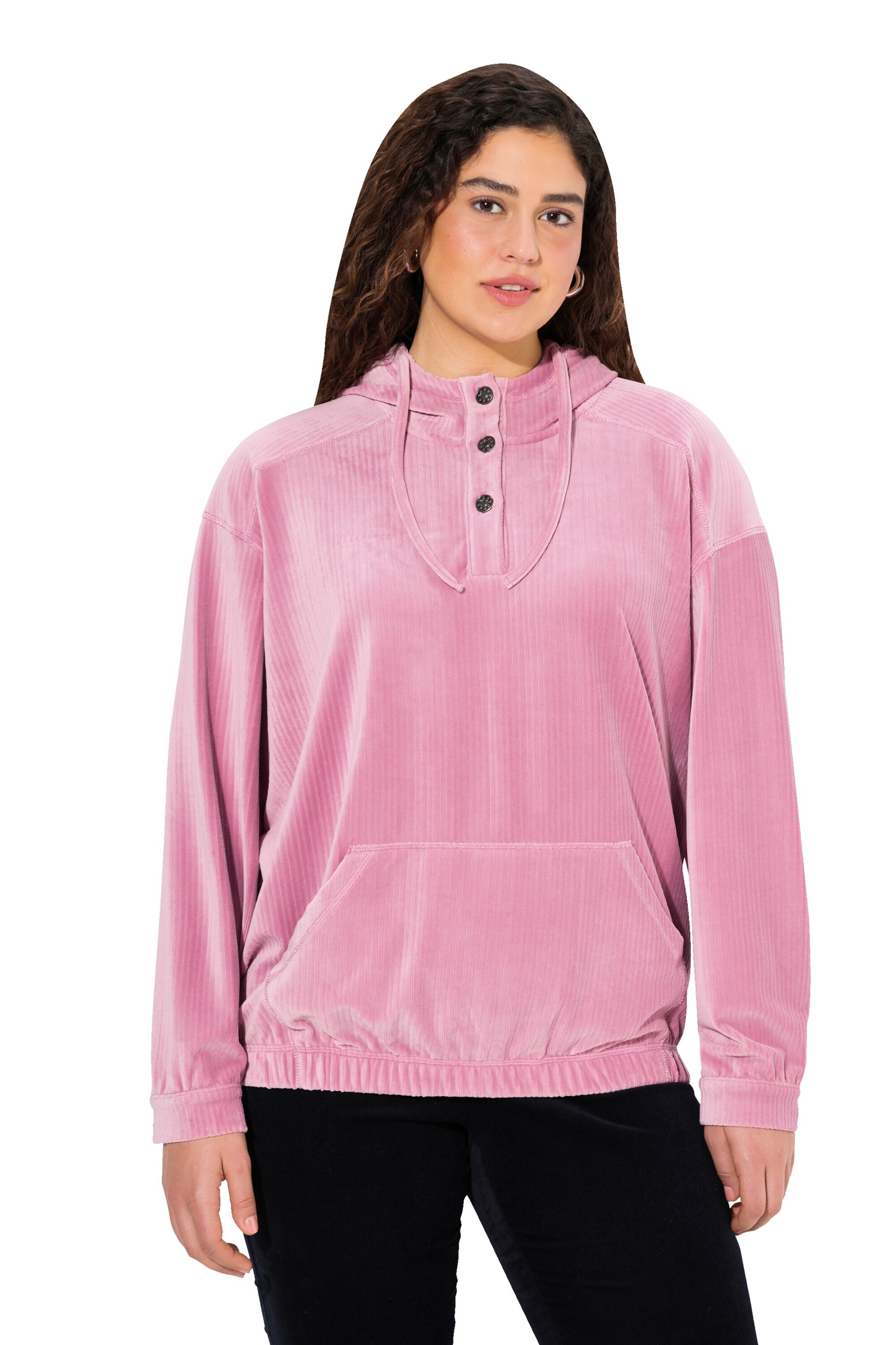 Sweat-shirt Ulla Popken en rose : devant