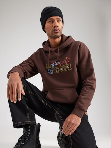 HUF Sweatshirt 'Fetch' in Brown: front
