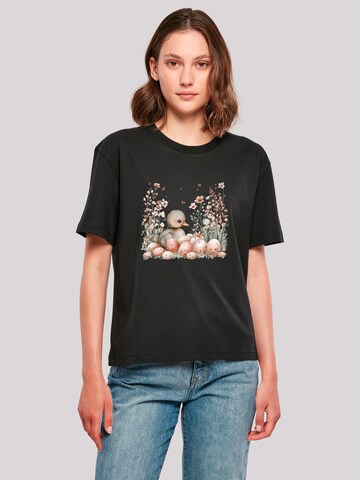 T-shirt 'Ente Ostereier Blumen Küken' F4NT4STIC en noir : devant