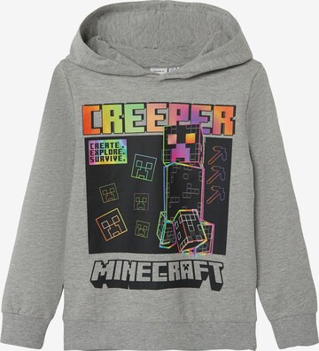 Bluză de molton 'Jiz Minecraft' de la NAME IT pe gri: față