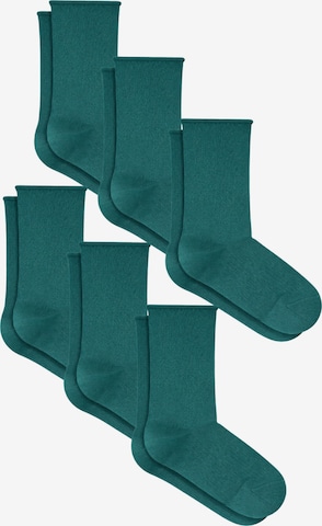 Albero Natur Socks 'Bio-Baumwoll-Socken mit Rollrand Unisex – 6er Pack' in Green: front