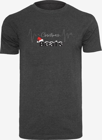 Merchcode Shirt 'Christmas beats' in Grijs: voorkant