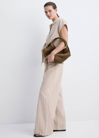 MANGO Wide leg Pleat-Front Pants 'Zede' in Brown