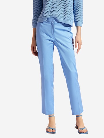 MORE & MORE Slim fit Pleated Pants in Blue: front