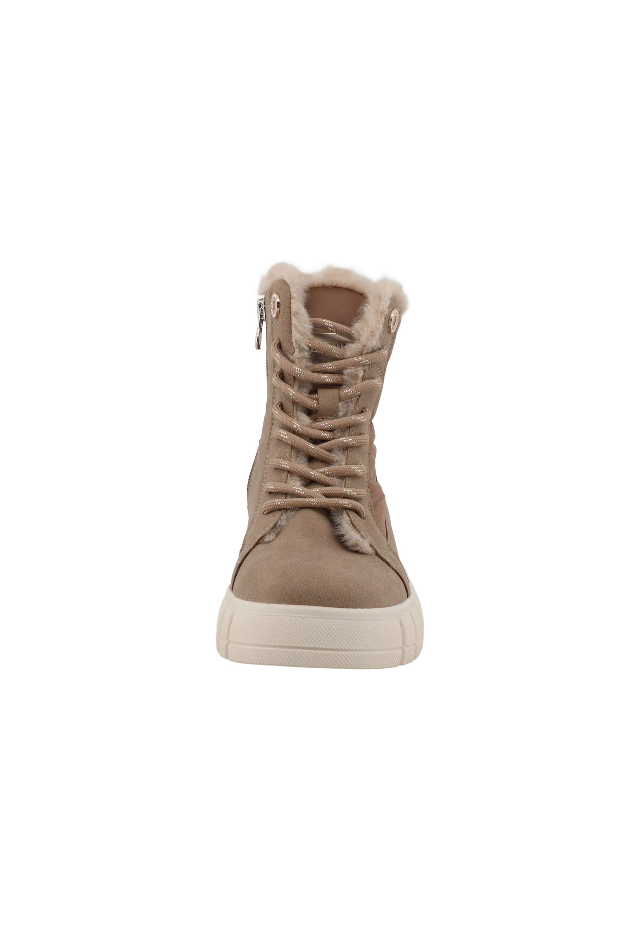 TOM TAILOR Lace-up bootie in Beige