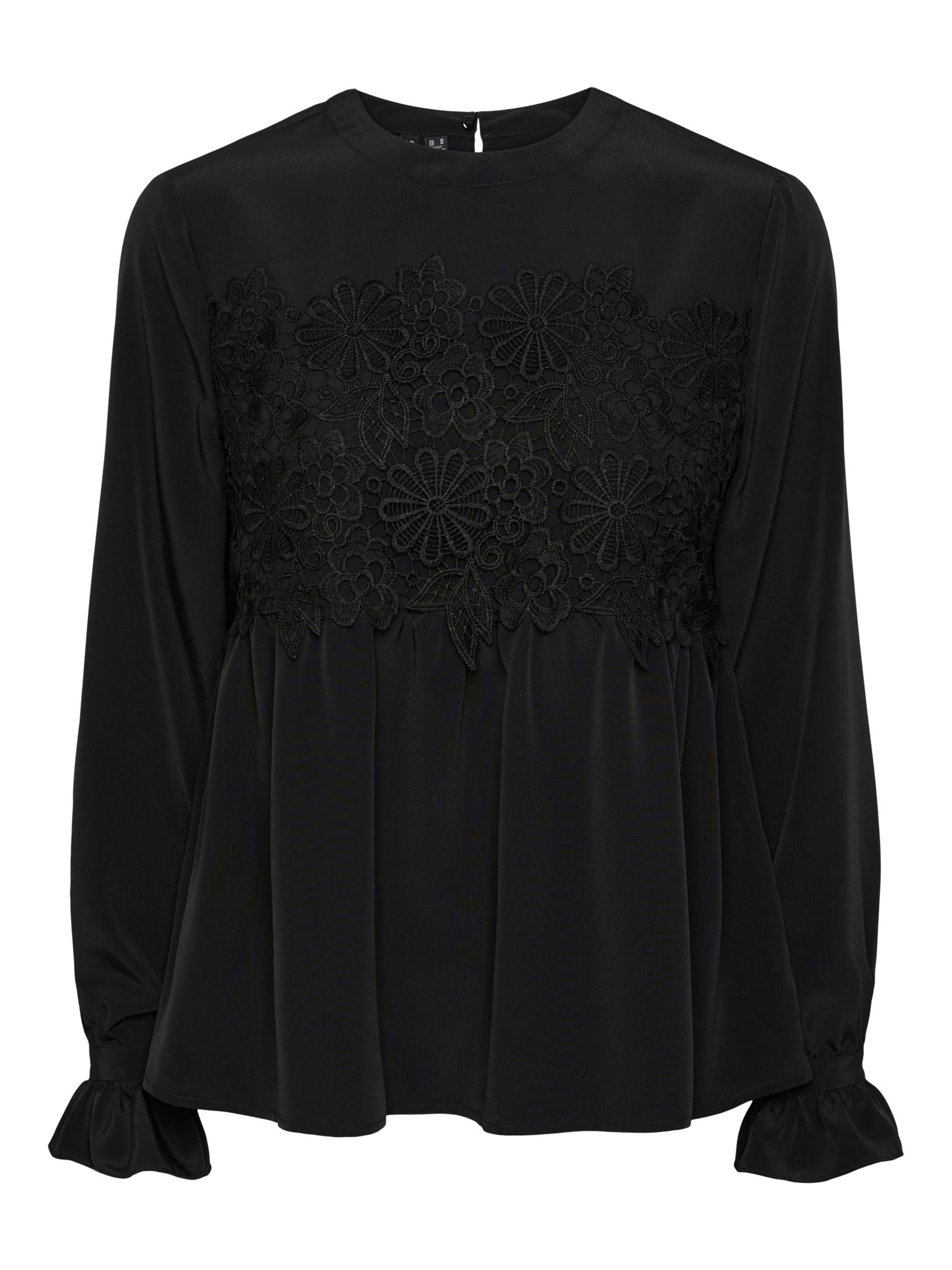 PIECESBluza 'FANA' - crna boja: prednji dio