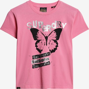 Tricou 'Lo-fi Rock ' de la Superdry pe roz: față