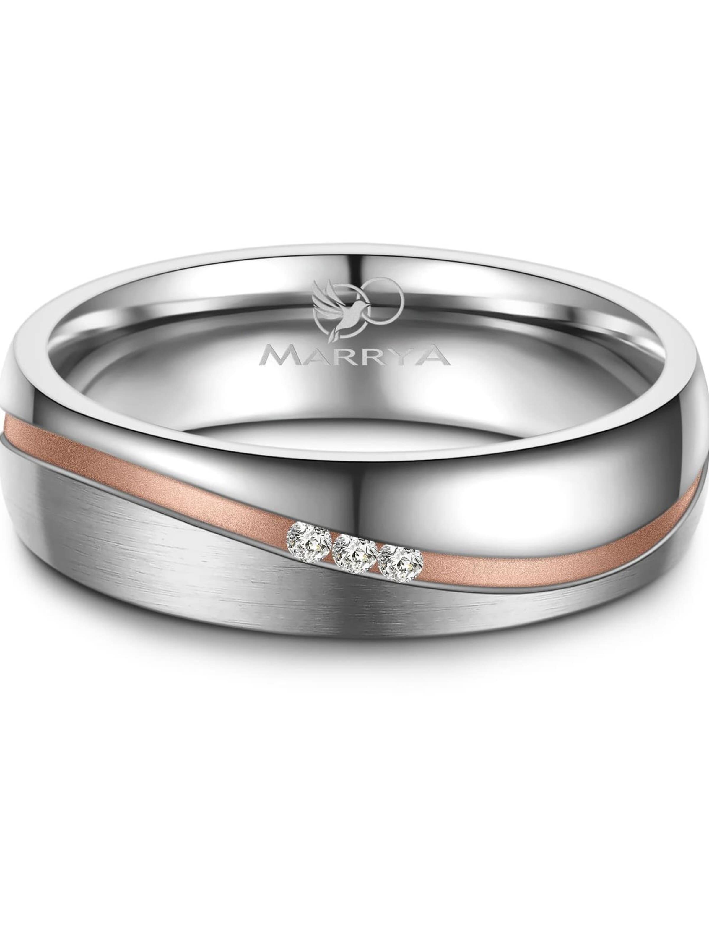 MARRYA Ring 'MARRYA ES-11 Ehering aus Edelstahl - Silberfarben & Rosé' in Mixed colors
