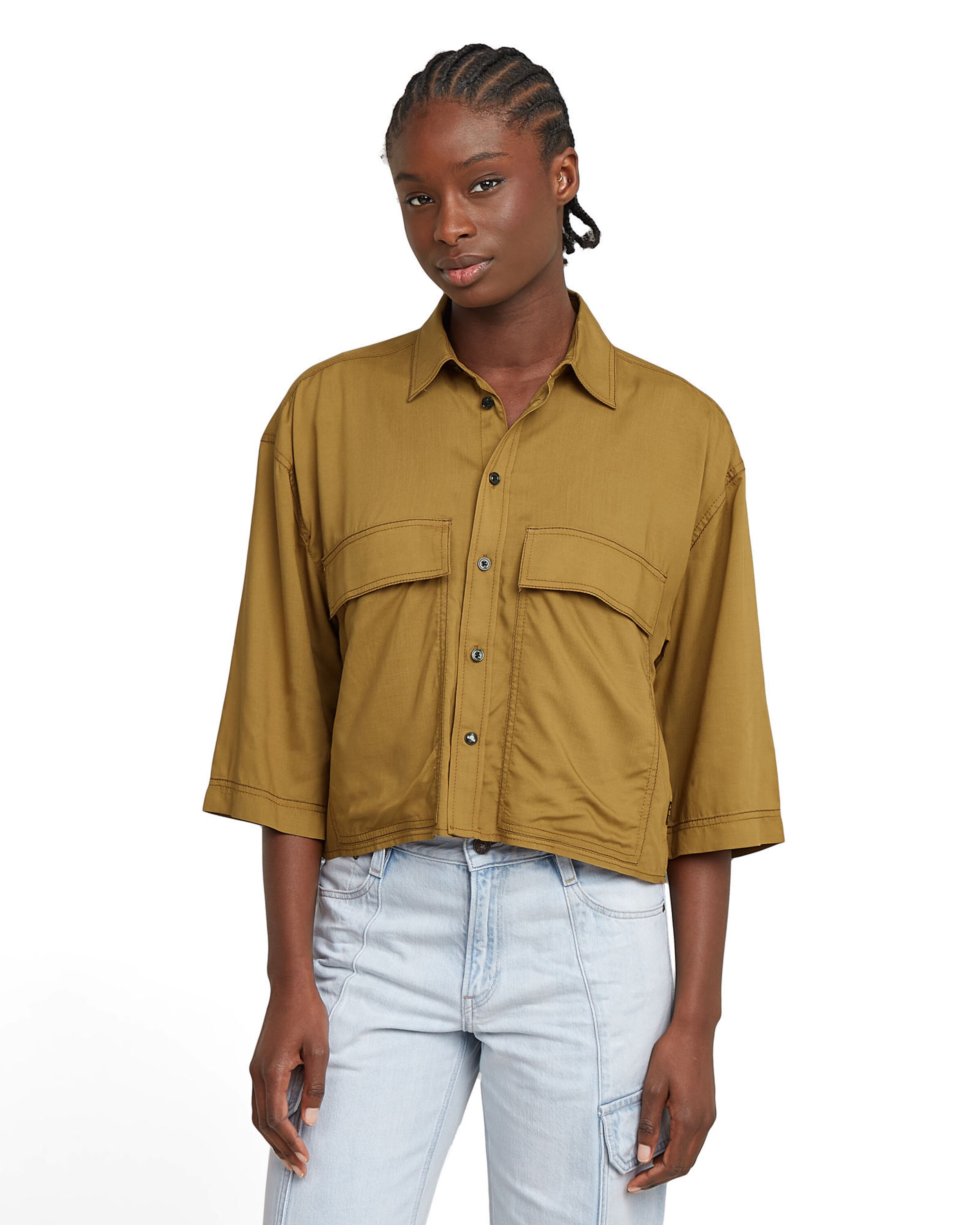 G-STAR Button Up Shirt 'Boxy' in Gelb: Vorderseite