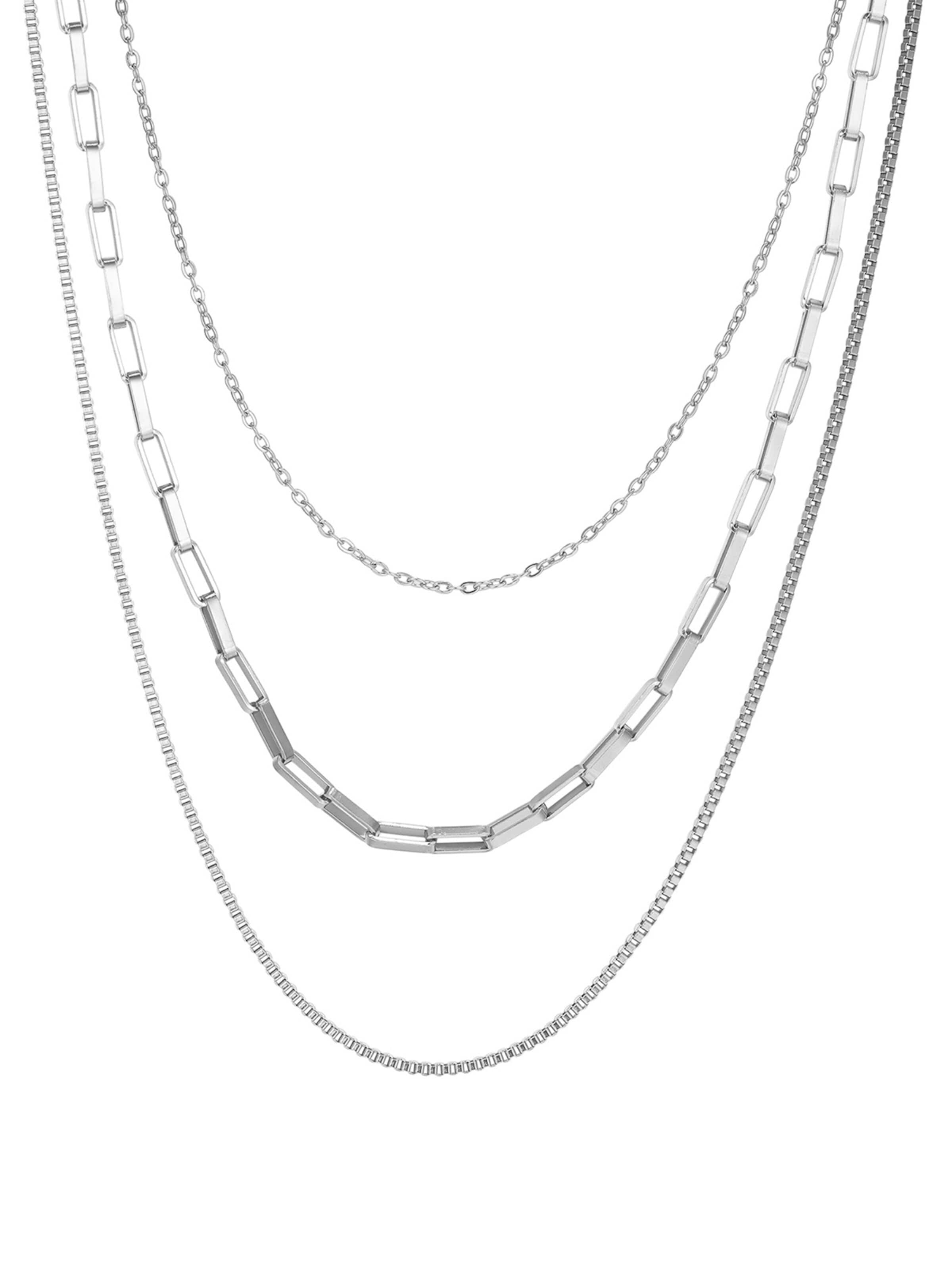 Hey Happiness Ketting 'Triple Layer' in Zilver