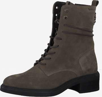 TAMARIS Lace-Up Ankle Boots in Green: front