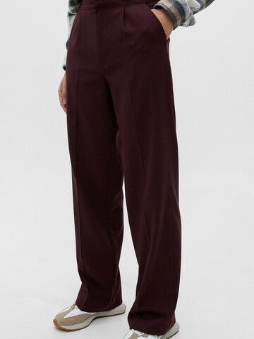 Pull&Bear Wide leg Pleat-front trousers in Red