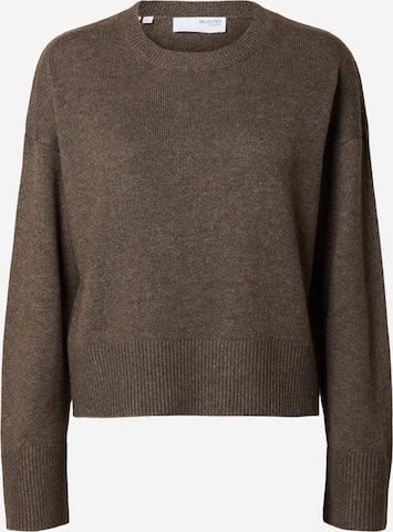 SELECTED Trui in Bruin: voorkant