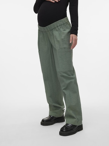 MAMALICIOUS Normalny krój Spodnie 'Indiana' w kolorze zielony: przód